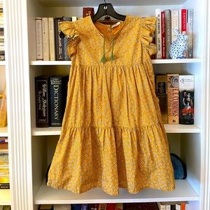 Beet World Hannah Girls Dress in Mustard Flower